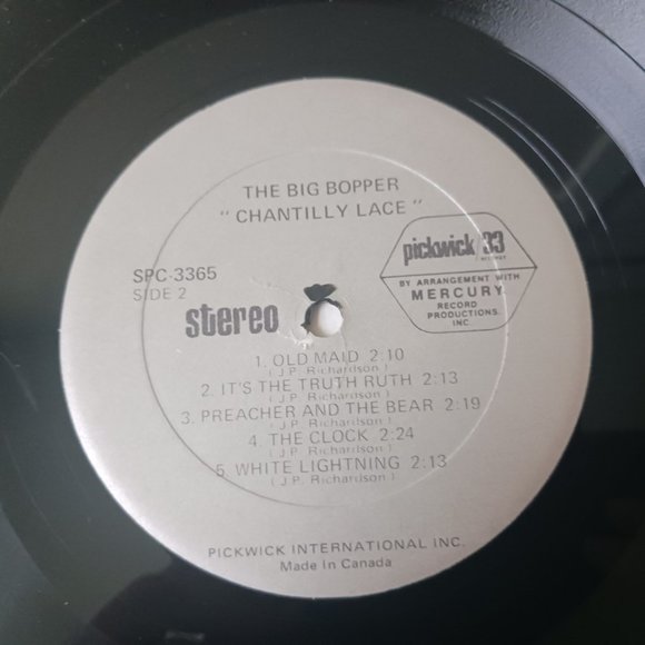 Vintage The Big Bopper Chantilly Lace vinyl record, 1973 reissue Pickwick - Picture 10 of 10